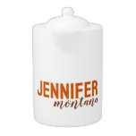 Calligraphy Elegant Plain Add Own Name Teapot