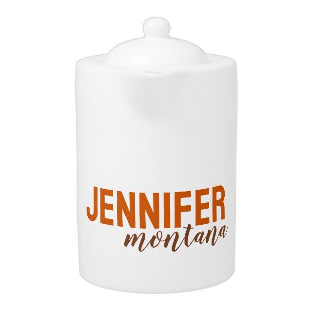 Calligraphy Elegant Plain Add Own Name Teapot (Front)