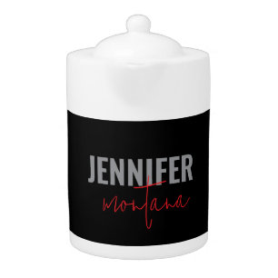 Calligraphy Elegant Plain Add Own Name Teapot