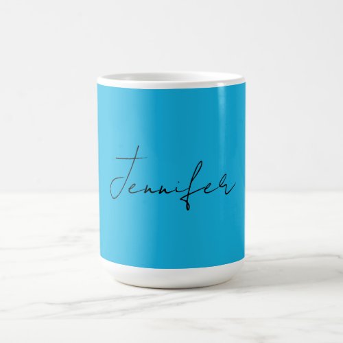 Calligraphy Elegant Plain Simple Name Blue Coffee Mug