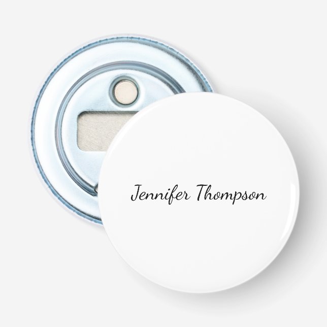 Calligraphy Elegant Plain Simple Name Bottle Opener (Front)