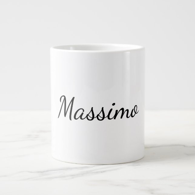 Calligraphy Elegant Plain Simple Name Giant Coffee Mug (Front)