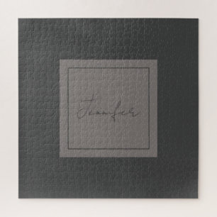 Calligraphy Elegant Plain Simple Name Gray Jigsaw Puzzle