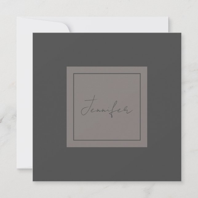 Calligraphy Elegant Plain Simple Name Grey (Front)