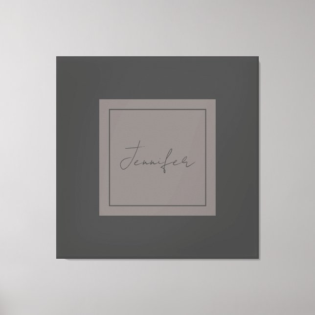Calligraphy Elegant Plain Simple Name Grey Canvas Print (Front)