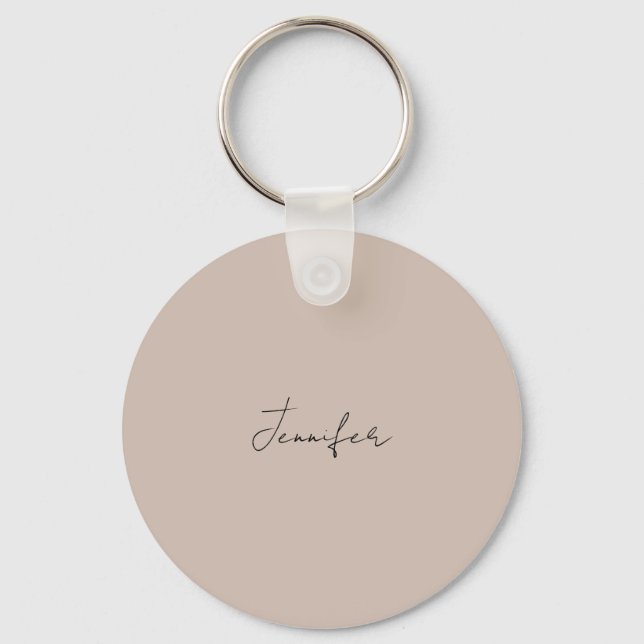 Calligraphy Elegant Plain Simple Name Keychain (Front)