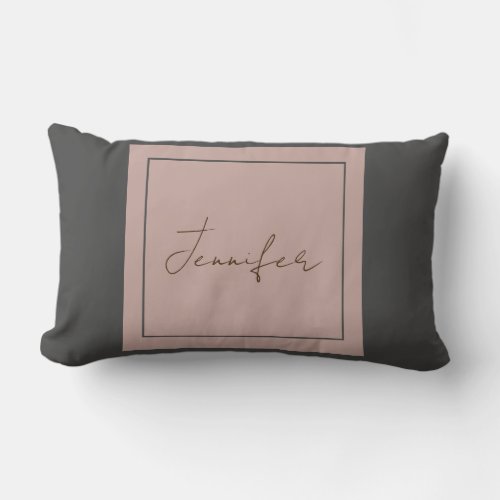 Calligraphy Elegant Plain Simple Name Lumbar Pillow