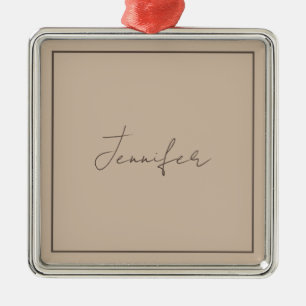 Calligraphy Elegant Plain Simple Name Metal Ornament