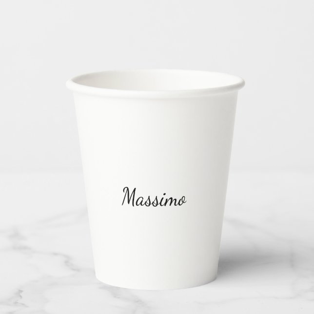 Calligraphy Elegant Plain Simple Name Paper Cups (Front)