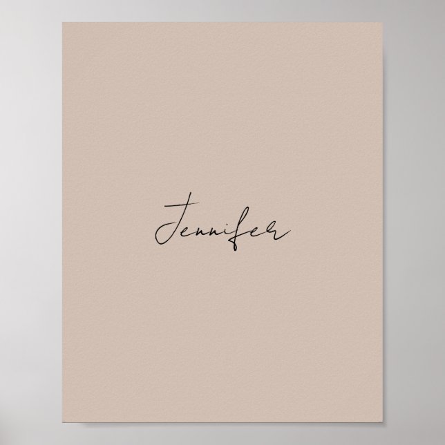 Calligraphy Elegant Plain Simple Name Poster (Front)