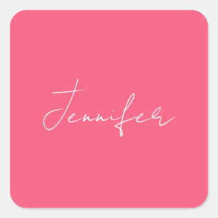 Calligraphy Elegant Plain Simple Name Square Sticker