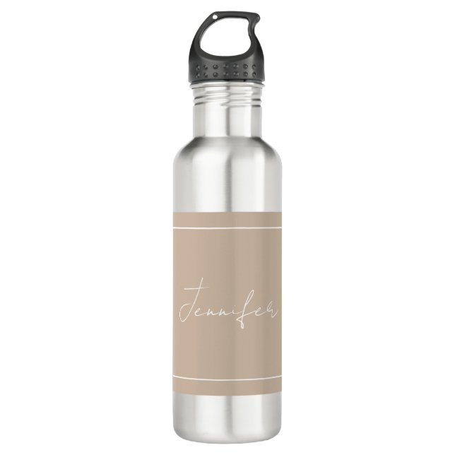 Calligraphy Elegant Plain Simple Name Stainless Steel Water Bottle (Front)