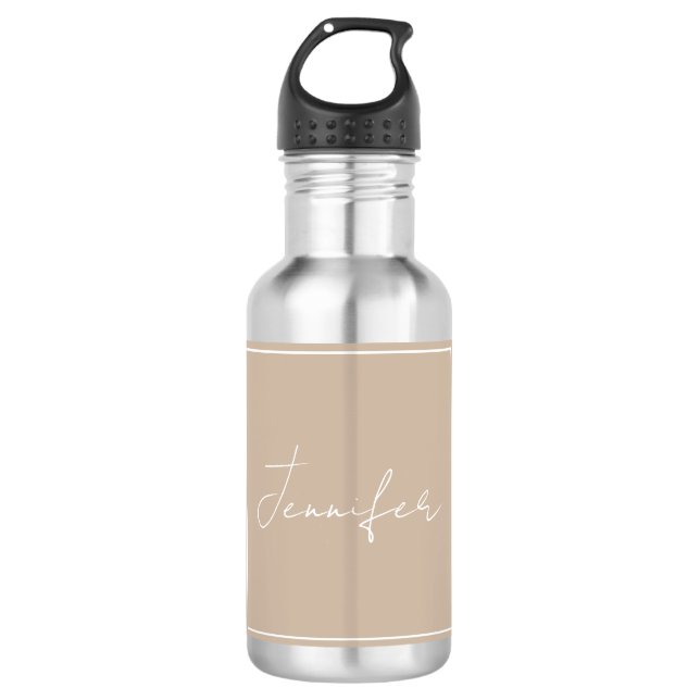 Calligraphy Elegant Plain Simple Name Stainless Steel Water Bottle (Front)
