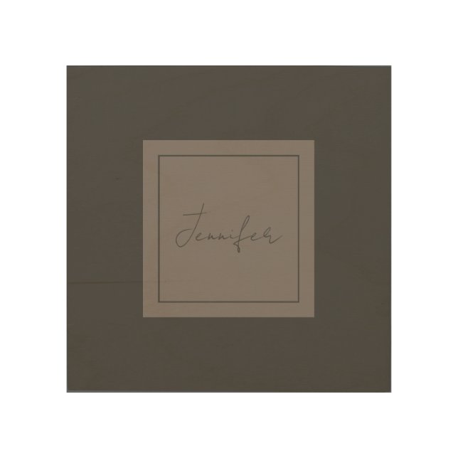 Calligraphy Elegant Plain Simple Name Wood Wall Art (Front)