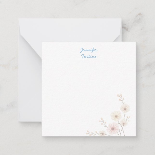 Calligraphy Elegant Plain Simple Own Name Note Card (Front)