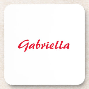 Calligraphy Elegant Red White Plain Simple Name Beverage Coaster