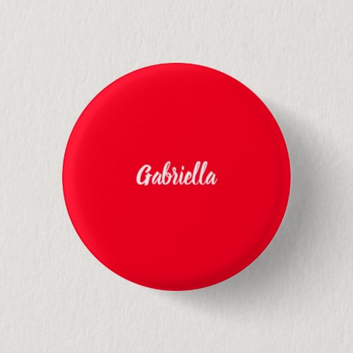 Calligraphy Elegant Red White Plain Simple Name Button