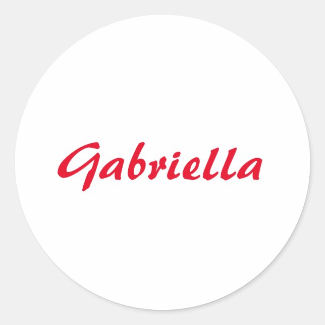 Calligraphy Elegant Red White Plain Simple Name Classic Round Sticker (Front)