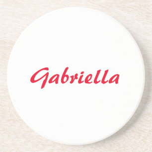 Calligraphy Elegant Red White Plain Simple Name Coaster