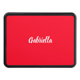 Calligraphy Elegant Red White Plain Simple Name Hitch Cover