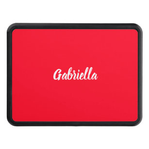 Calligraphy Elegant Red White Plain Simple Name Hitch Cover