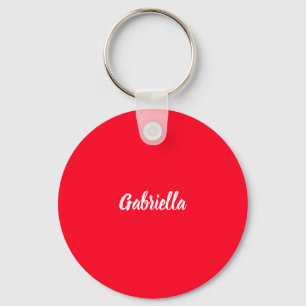 Calligraphy Elegant Red White Plain Simple Name Keychain