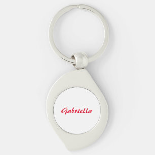 Calligraphy Elegant Red White Plain Simple Name Keychain