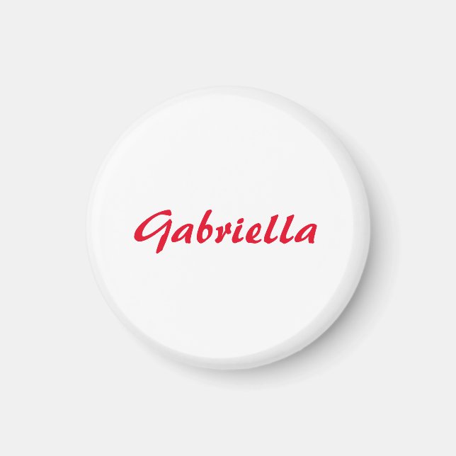 Calligraphy Elegant Red White Plain Simple Name Magnet (Front)