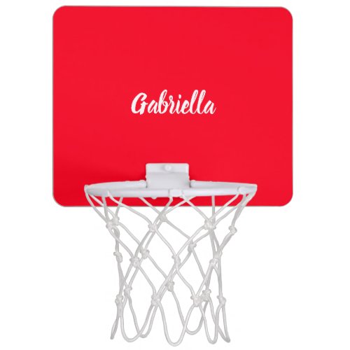 Calligraphy Elegant Red White Plain Simple Name Mini Basketball Hoop