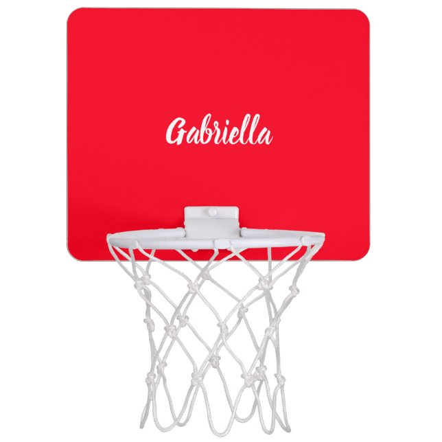 Calligraphy Elegant Red White Plain Simple Name Mini Basketball Hoop (Front)