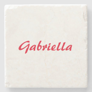 Calligraphy Elegant Red White Plain Simple Name Stone Coaster