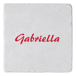 Calligraphy Elegant Red White Plain Simple Name Trivet