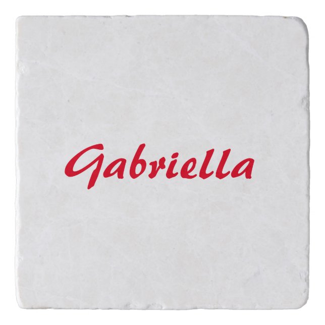 Calligraphy Elegant Red White Plain Simple Name Trivet (Front)