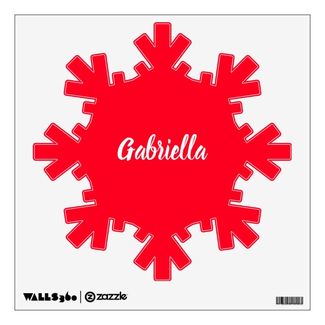 Calligraphy Elegant Red White Plain Simple Name Wall Decal (Front)