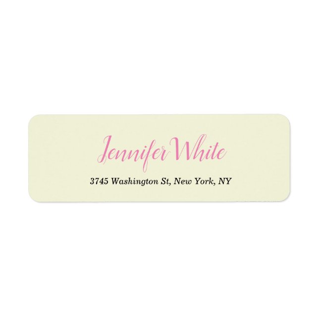 Calligraphy Elegant Retro Beige Pink  Label (Front)