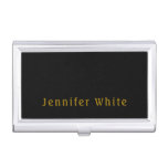 Calligraphy Elegant Retro Gold &amp; Black Name Business Card Case