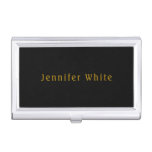 Calligraphy Elegant Retro Gold &amp; Black Name Business Card Case