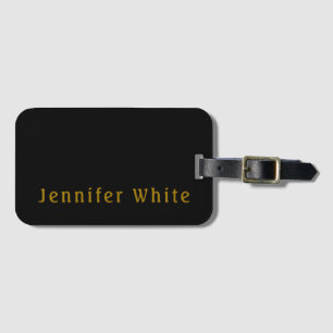 Calligraphy Elegant Retro Gold & Black Name Luggage Tag