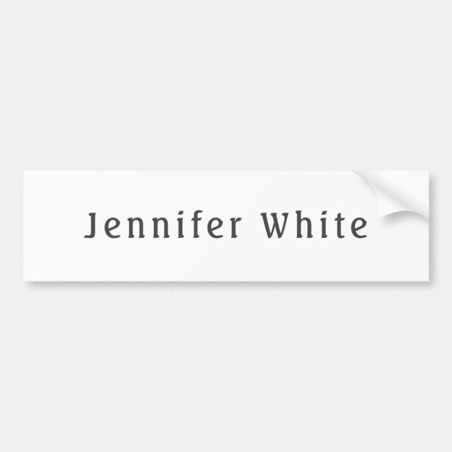 Calligraphy Elegant Retro Gray White Name Bumper Sticker (Front)
