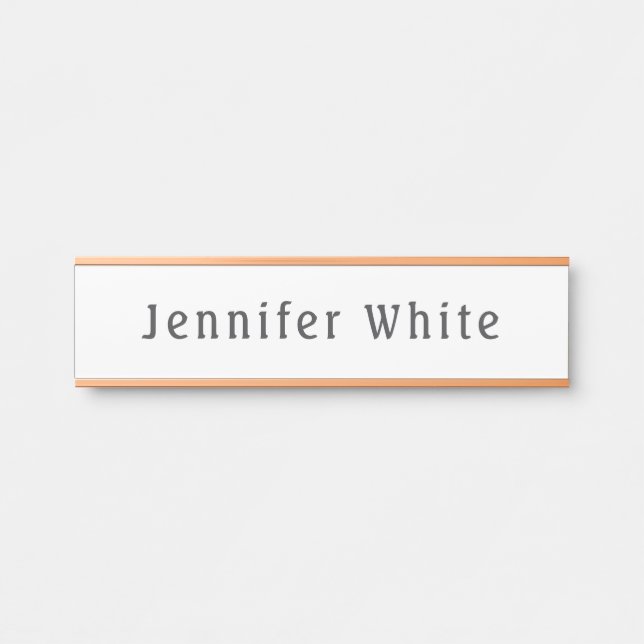 Calligraphy Elegant Retro Gray White Name Door Sign (Front)
