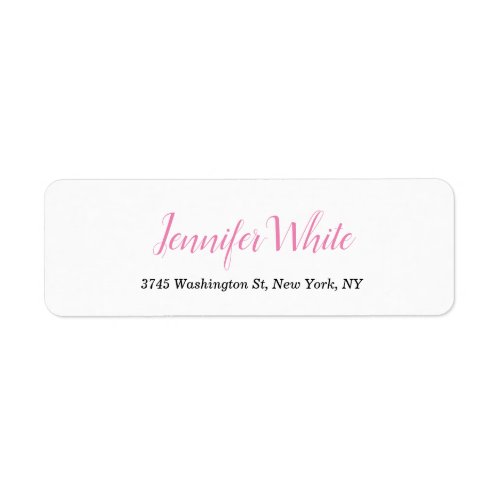 Calligraphy Elegant Retro White Pink Label