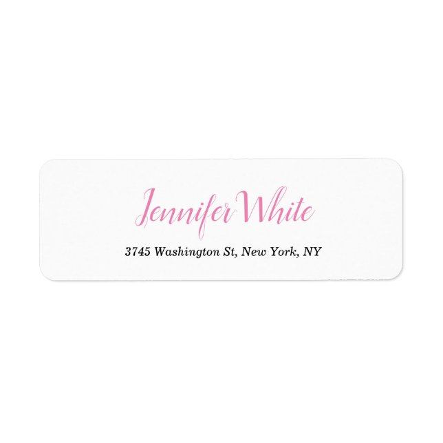 Calligraphy Elegant Retro White Pink Label (Front)