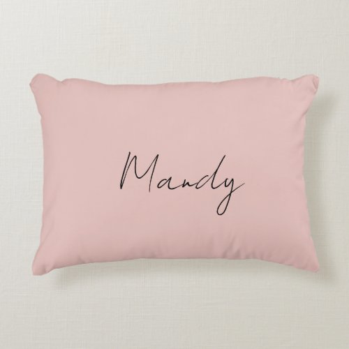 Calligraphy Elegant Rose Gold Plain Simple Name Accent Pillow