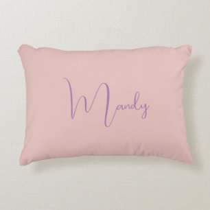 Calligraphy Elegant Rose Gold Plain Simple Name Accent Pillow