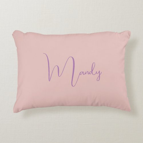 Calligraphy Elegant Rose Gold Plain Simple Name Accent Pillow