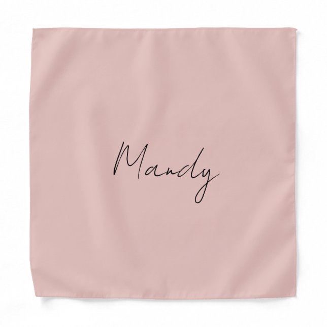 Calligraphy Elegant Rose Gold Plain Simple Name Bandana (Front)