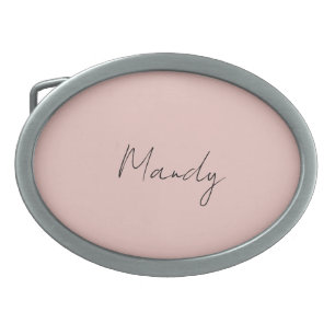 Calligraphy Elegant Rose Gold Plain Simple Name Belt Buckle
