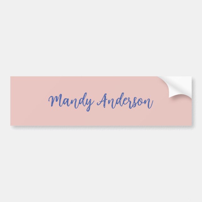 Calligraphy Elegant Rose Gold Plain Simple Name Bumper Sticker (Front)