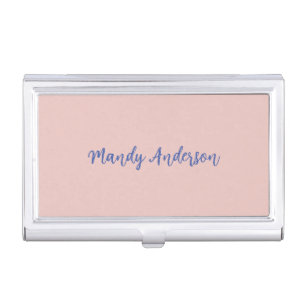 Calligraphy Elegant Rose Gold Plain Simple Name Business Card Case