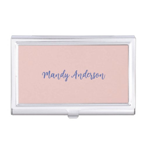 Calligraphy Elegant Rose Gold Plain Simple Name Business Card Case